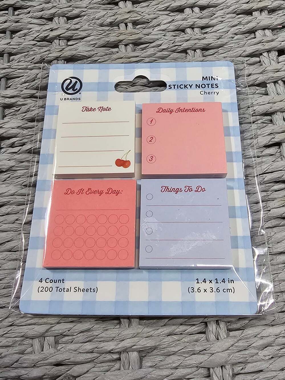 U Brands Mini Sticky Notes Cherry 4 Count Set